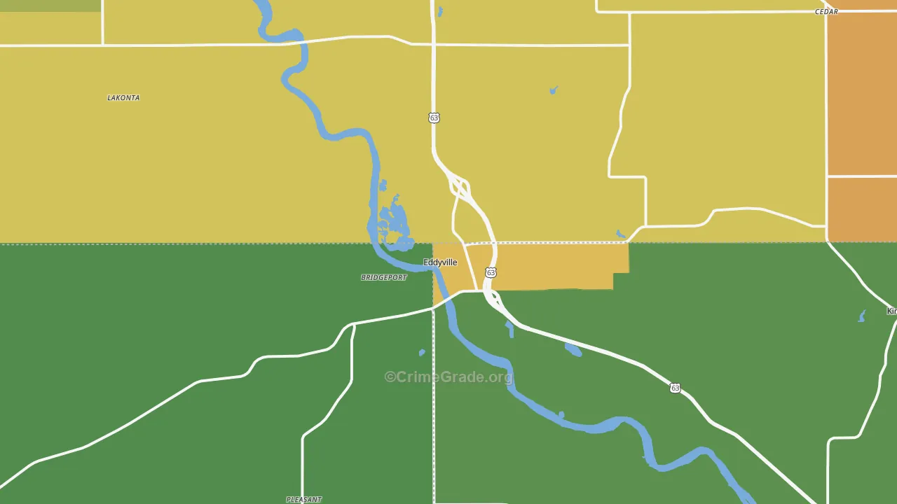Eddyville, IA Map of Assault Rates