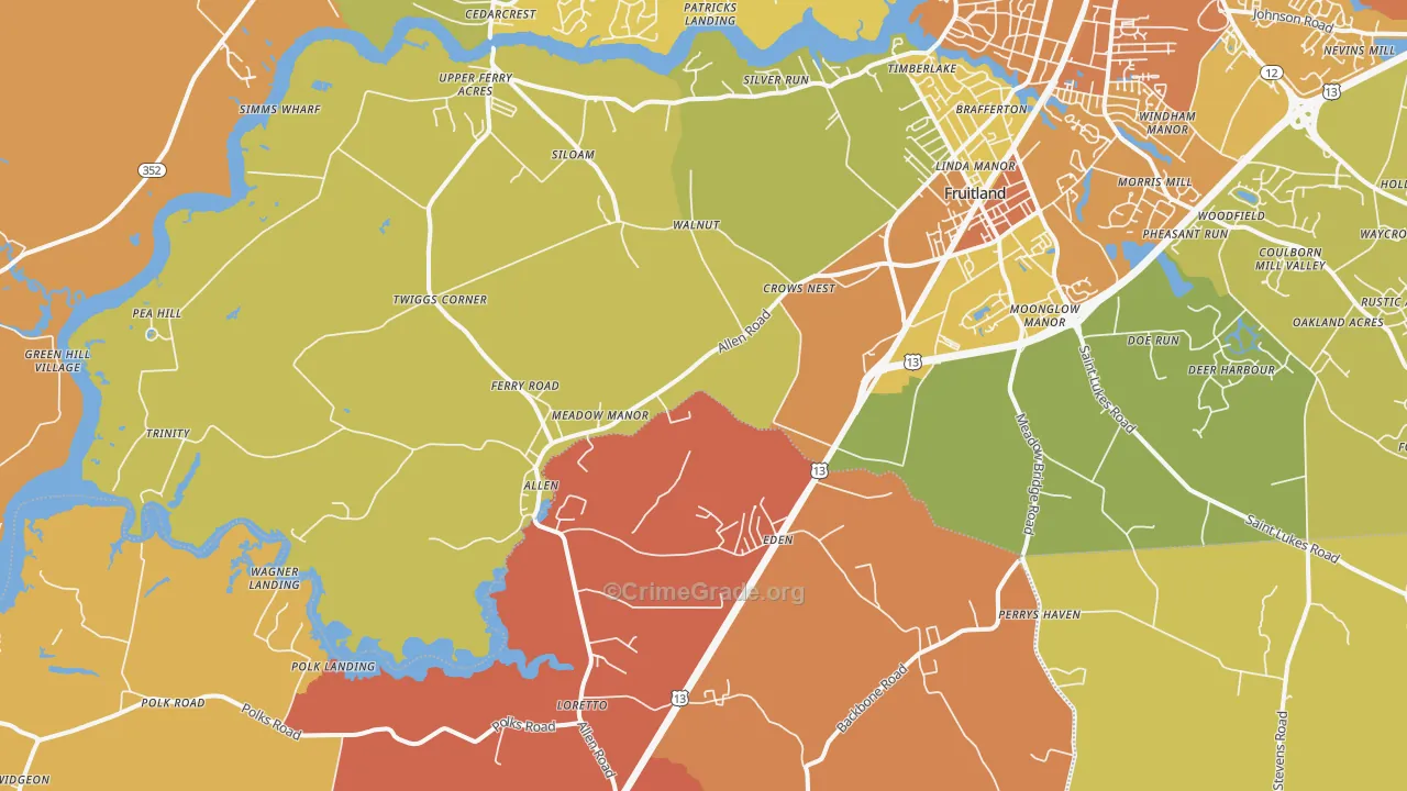 Eden, MD Map of Assault Rates