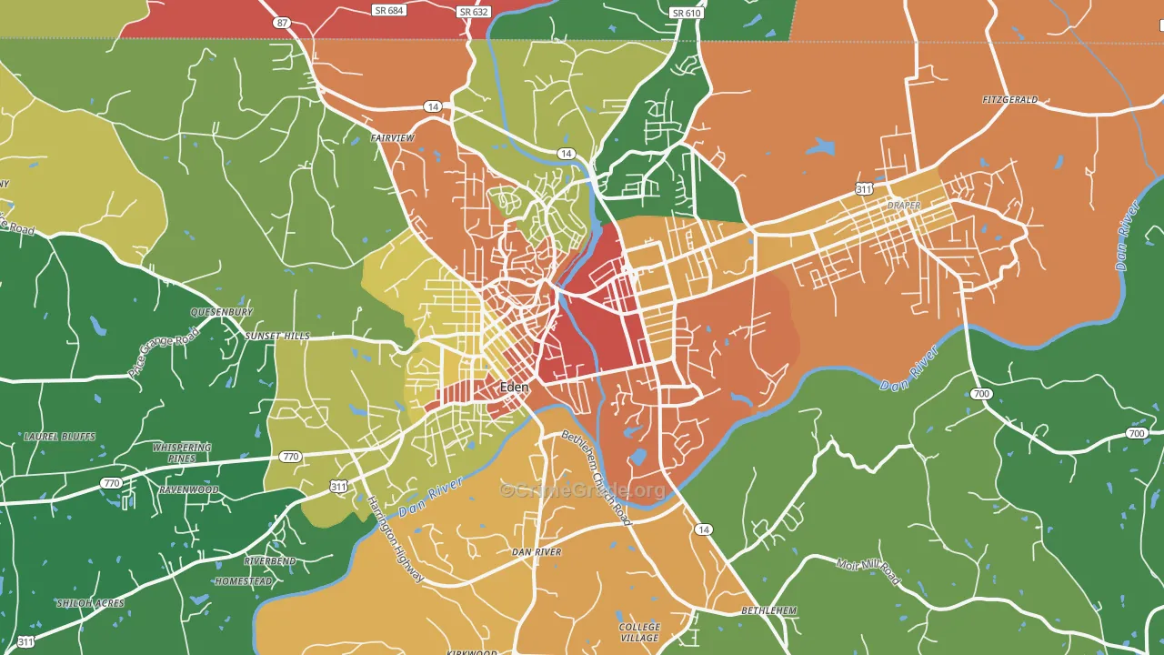 Eden, NC Map of Assault Rates