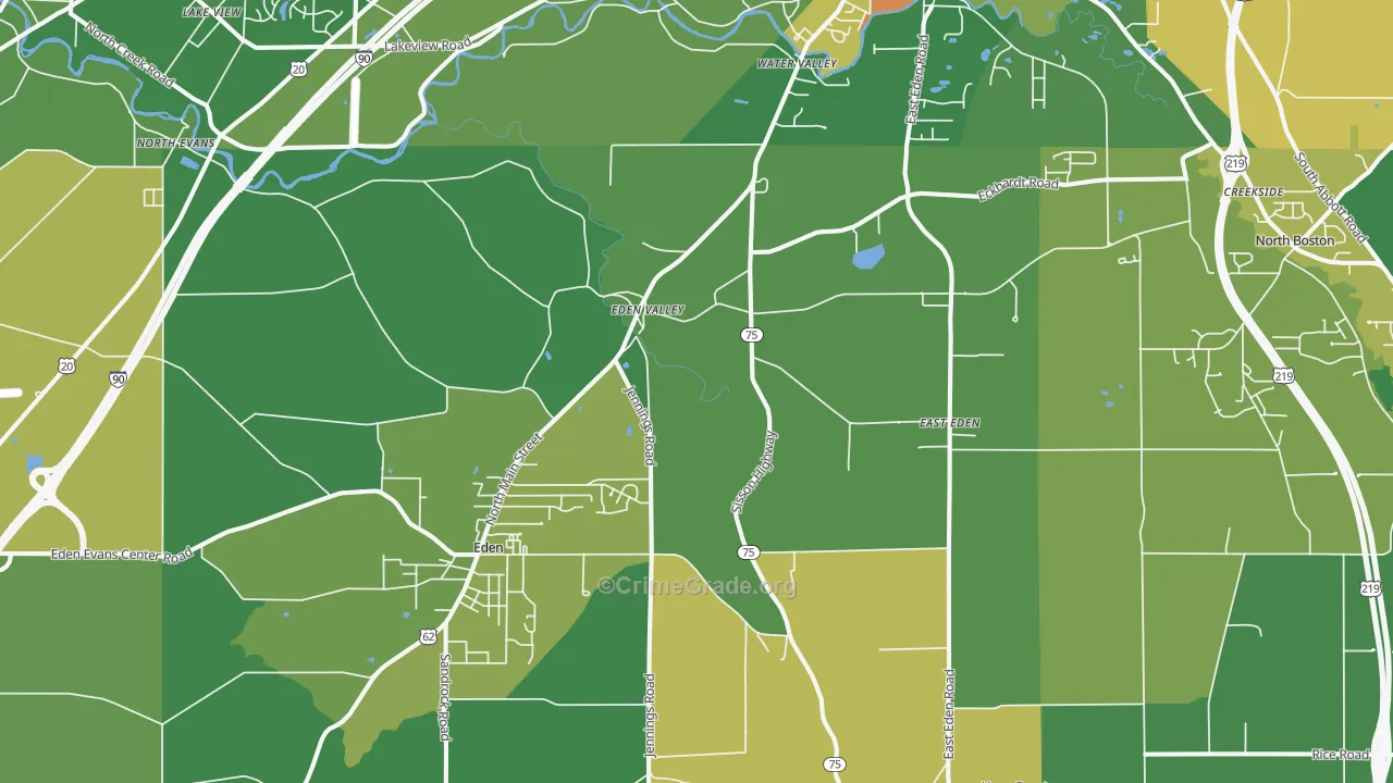 Eden, NY Map of Assault Rates