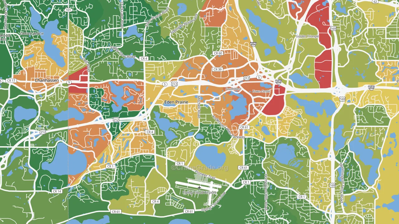 Eden Prairie, MN Map of Assault Rates