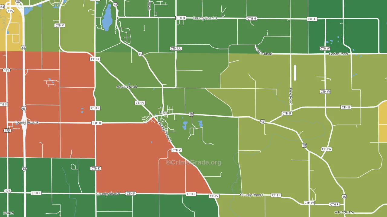 Eden, WI Map of Assault Rates