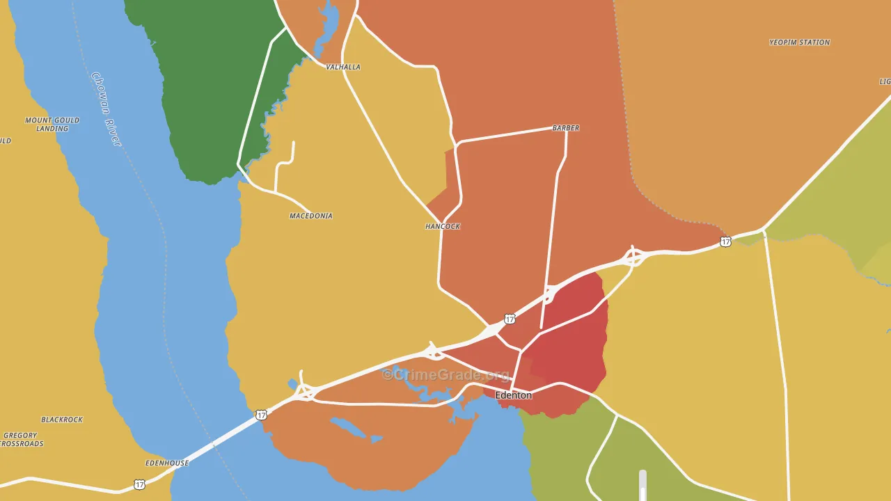 Edenton, NC Map of Assault Rates