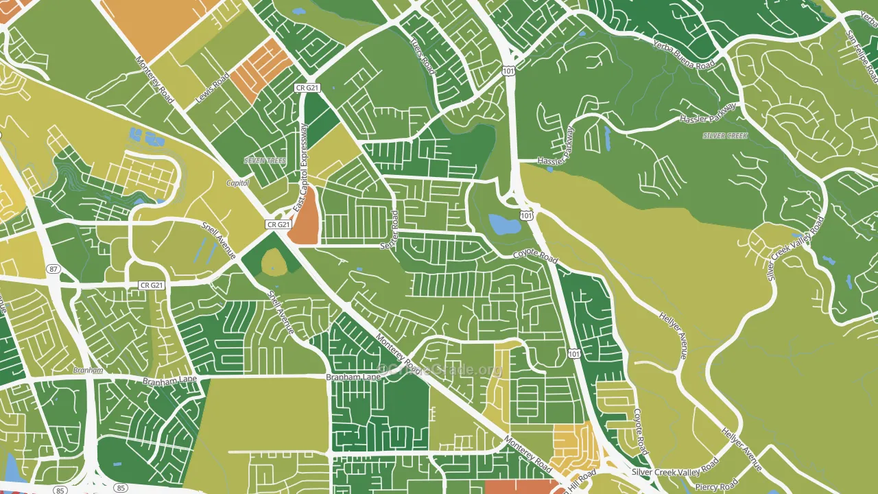 Edenvale-Seven Trees, San Jose, CA Map of Assault Rates