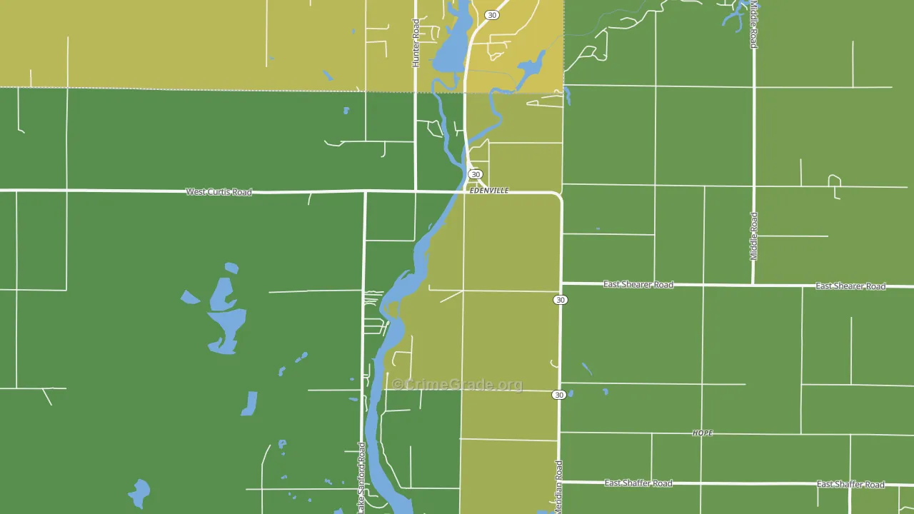 Edenville, MI Map of Assault Rates