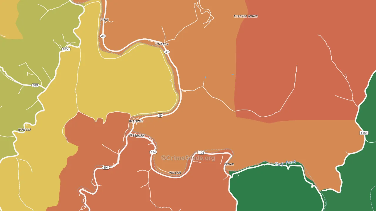 Edgarton, WV Map of Assault Rates