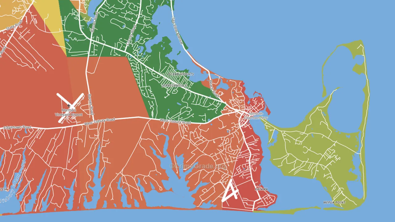 Edgartown, MA Map of Assault Rates