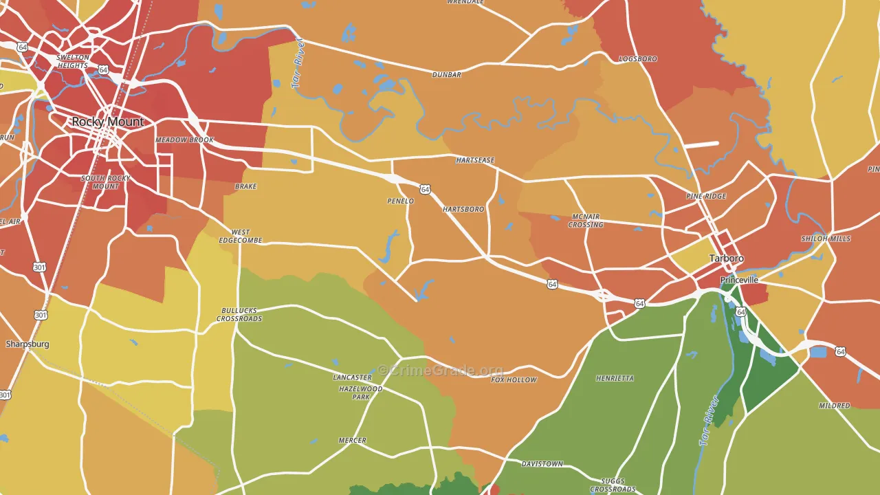 Edgecombe County, NC Map of Assault Rates