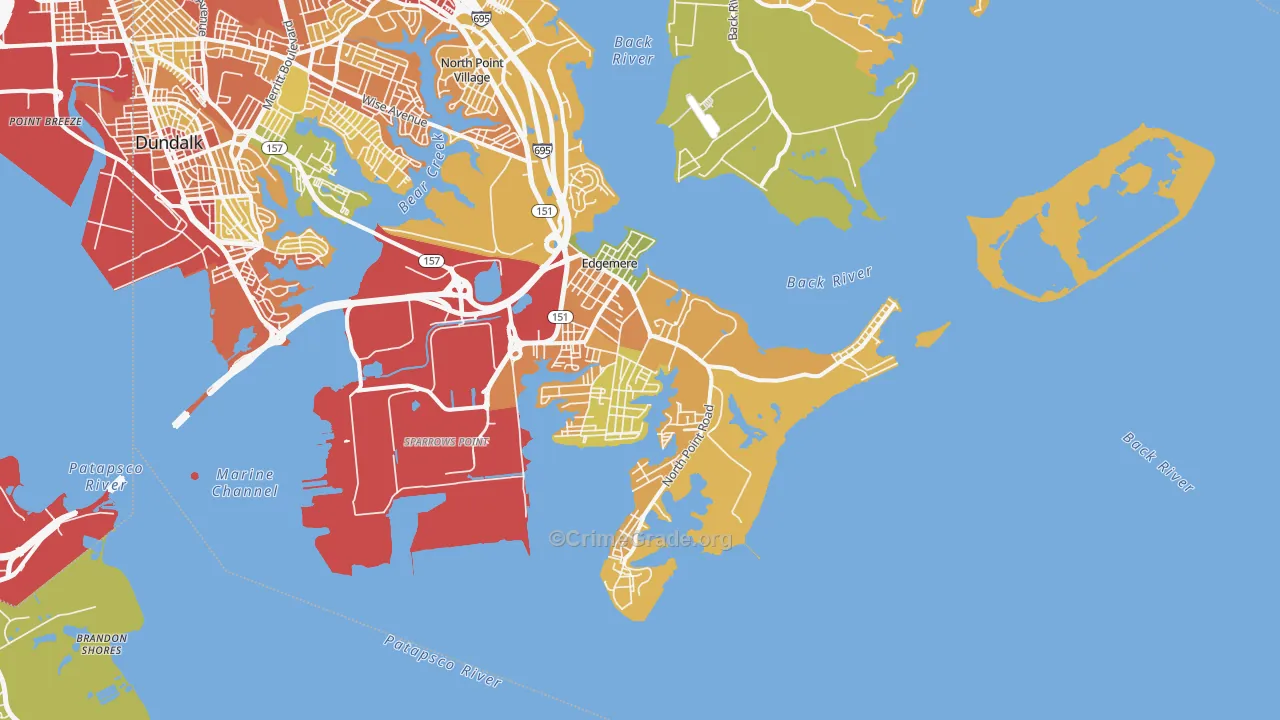 Edgemere, MD Map of Assault Rates