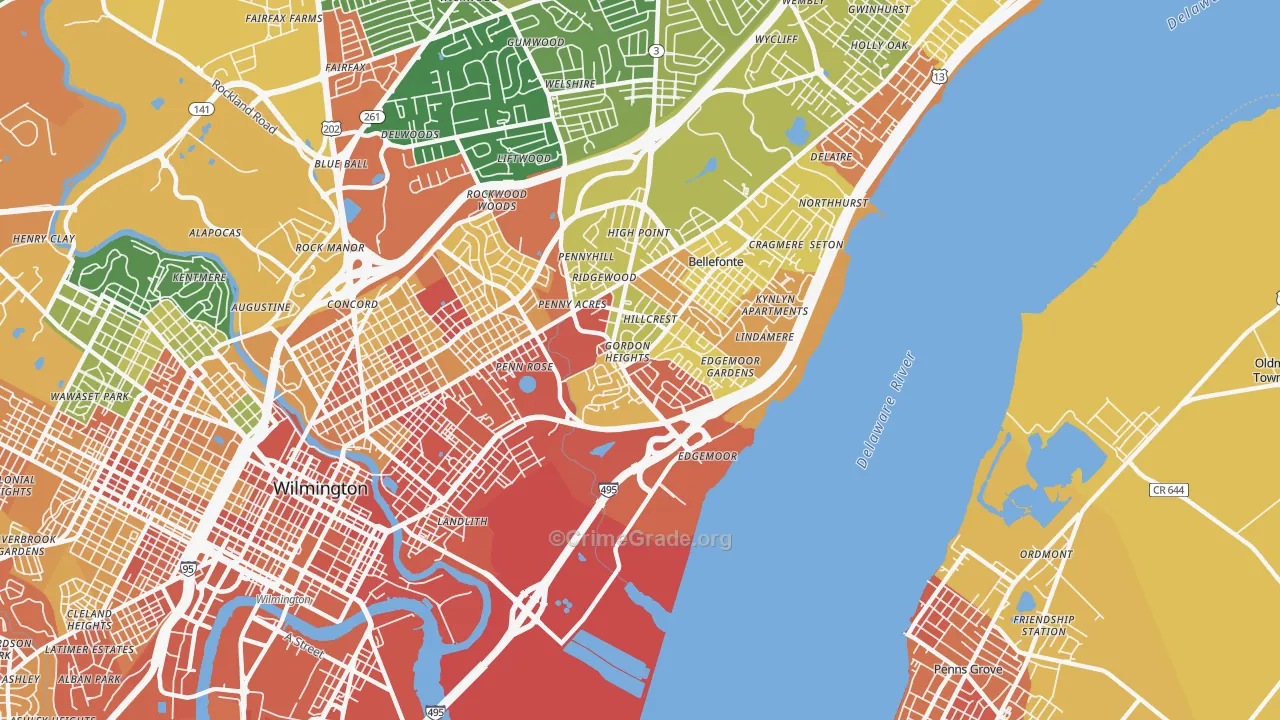 Edgemoor, DE Map of Assault Rates