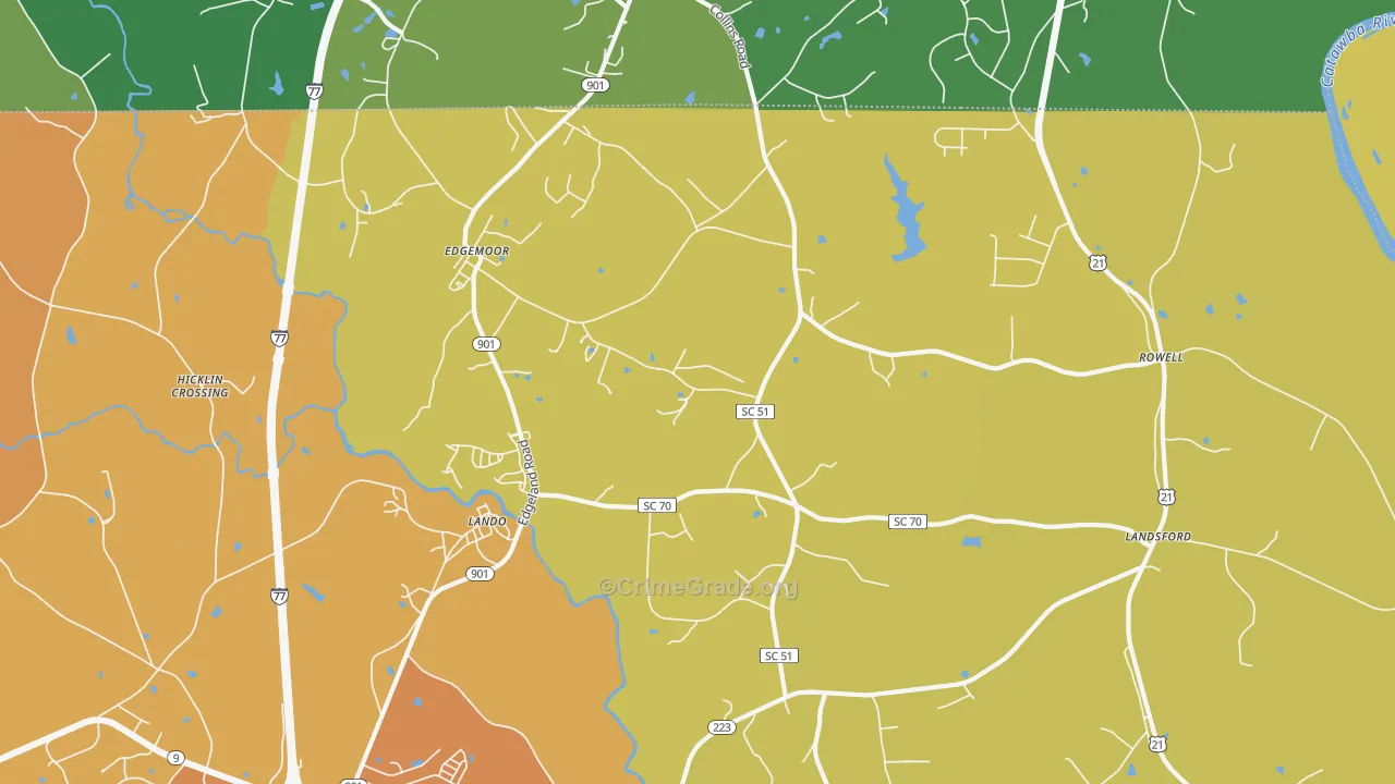 Edgemoor, SC Map of Assault Rates