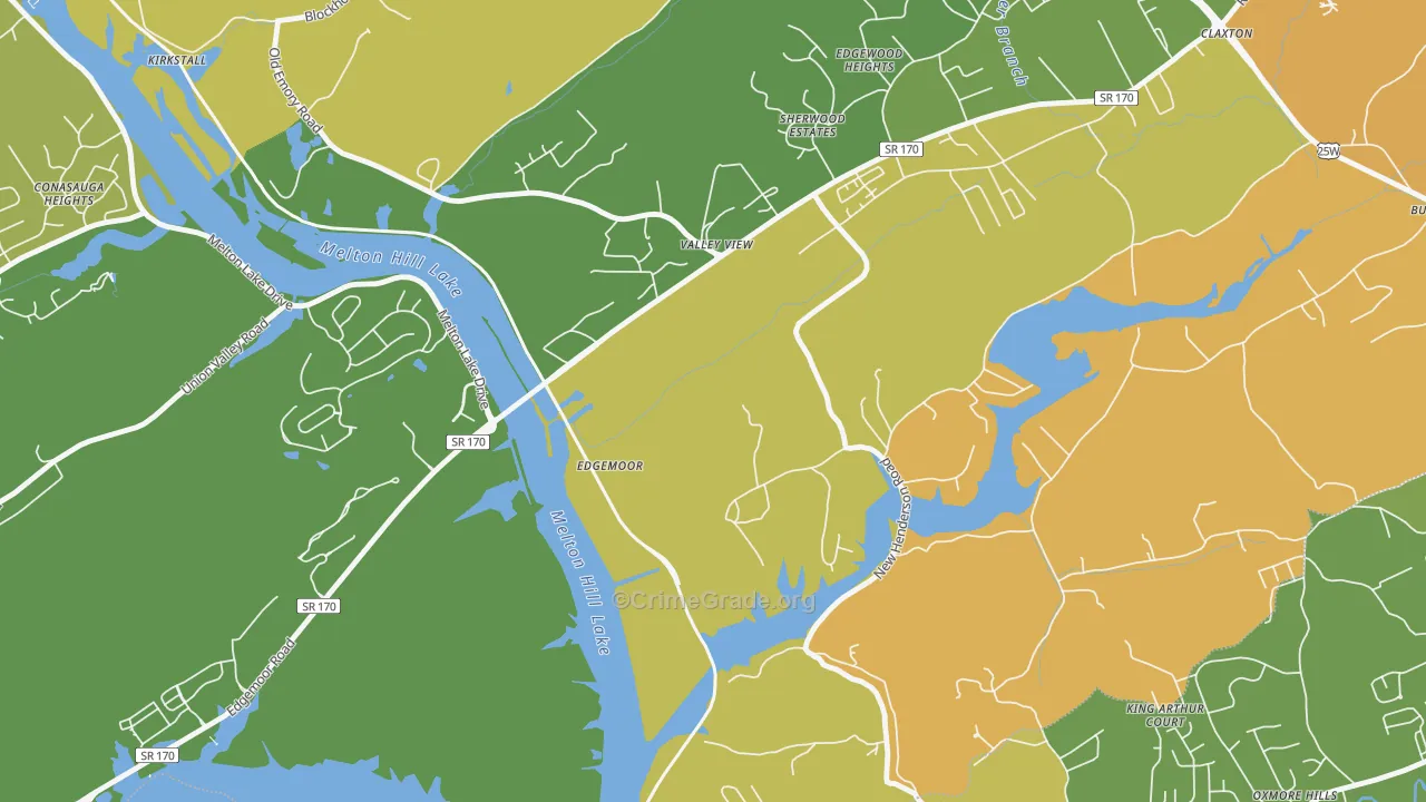 Edgemoor, TN Map of Assault Rates