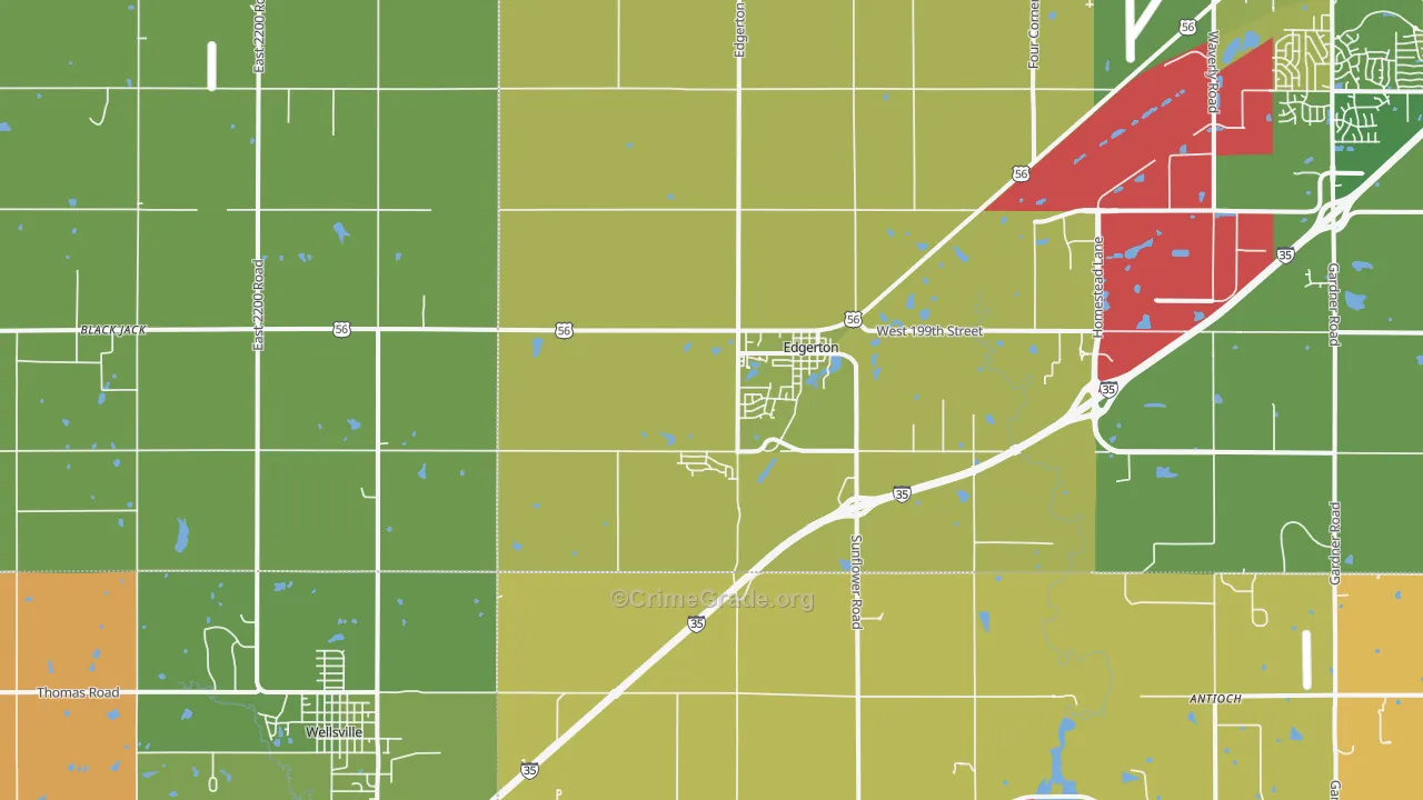 Edgerton, KS Map of Assault Rates