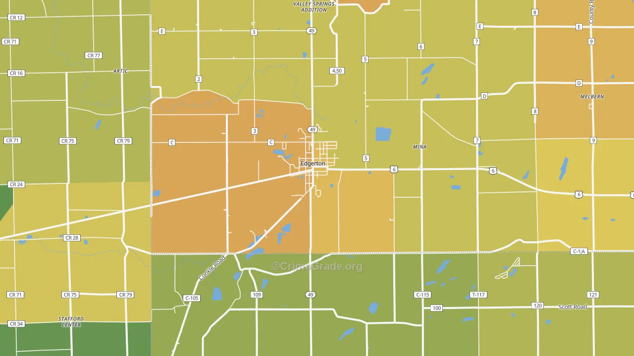 Edgerton, OH Map of Assault Rates