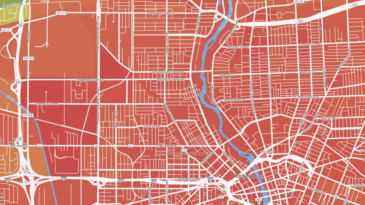 Edgerton, Rochester, NY Map of Assault Rates