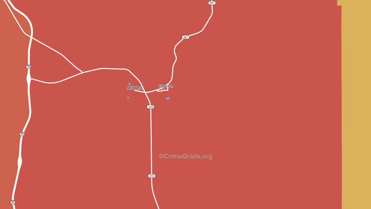 Edgerton, WY Map of Assault Rates