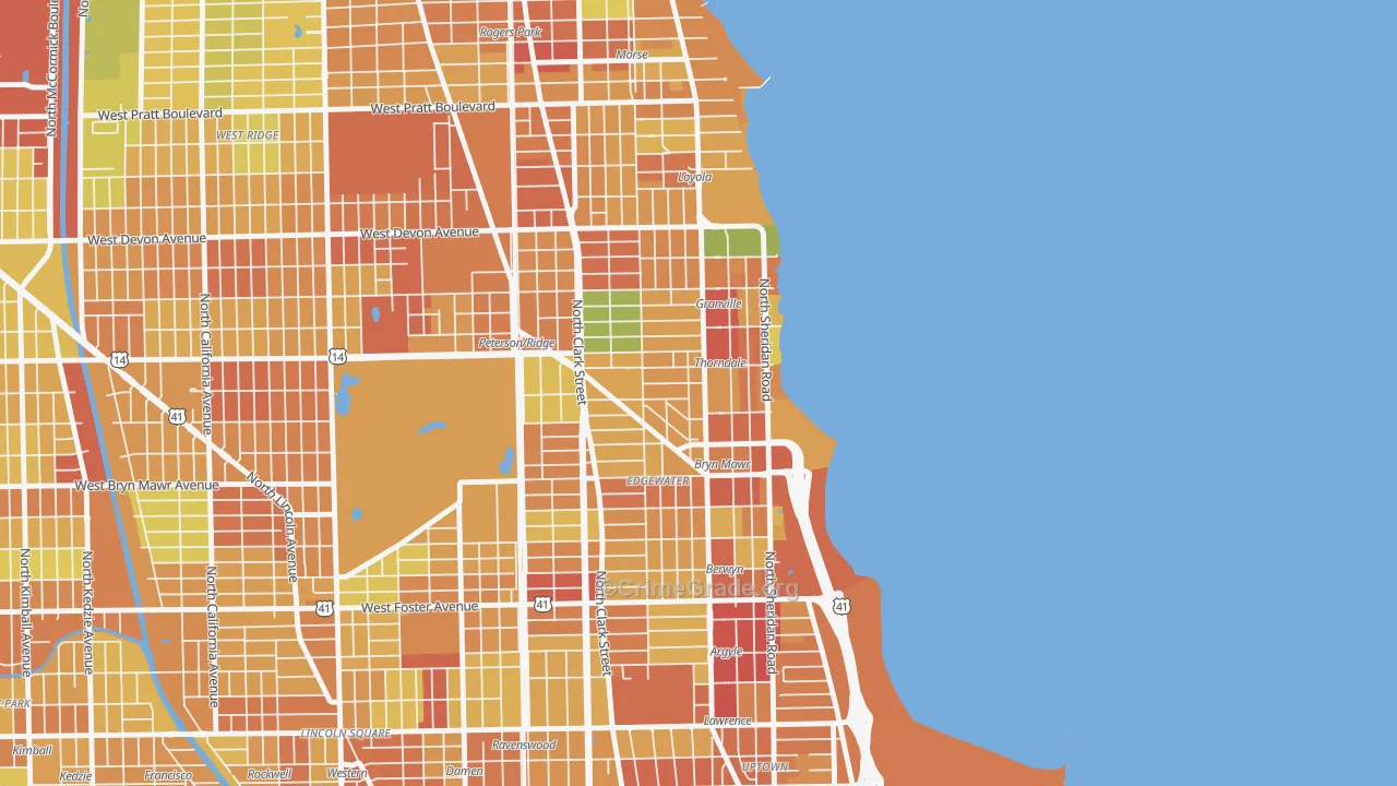 Edgewater, Chicago, IL Map of Assault Rates