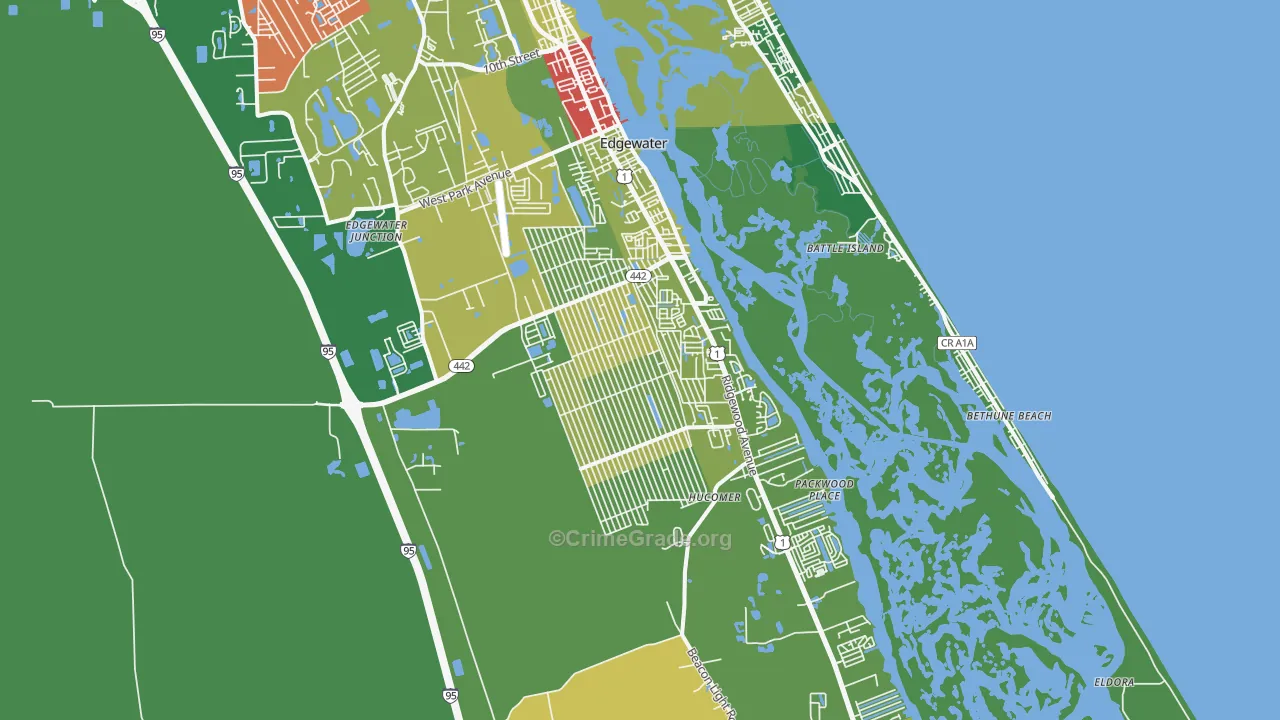Edgewater, FL Map of Assault Rates