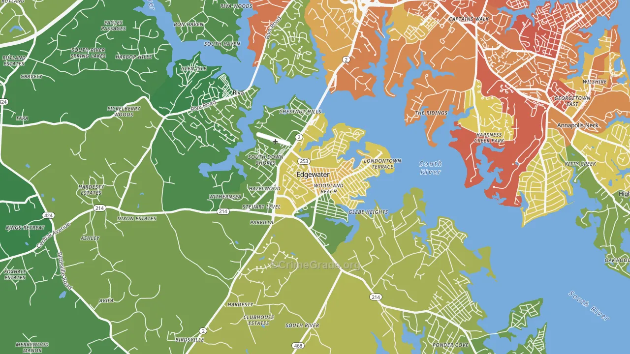Edgewater, MD Map of Assault Rates