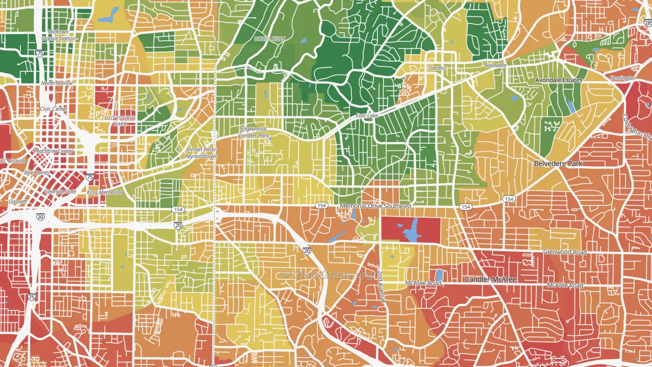 Edgewood-Kirkwood, Atlanta, GA Map of Assault Rates