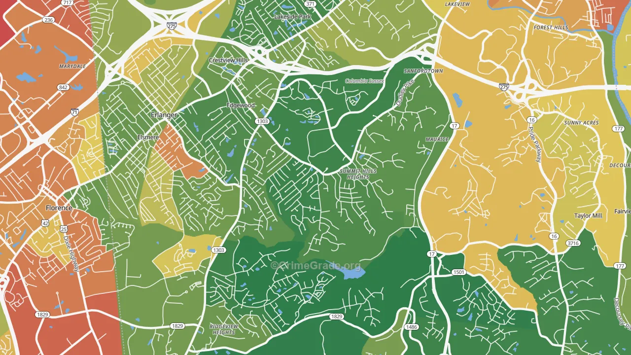 Edgewood, KY Map of Assault Rates
