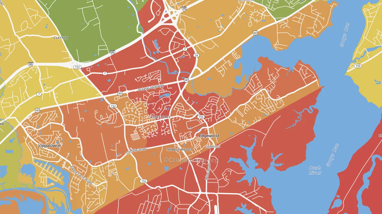 Edgewood, MD Map of Assault Rates