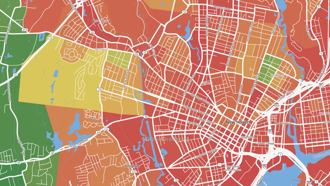 Edgewood, New Haven, CT Map of Assault Rates