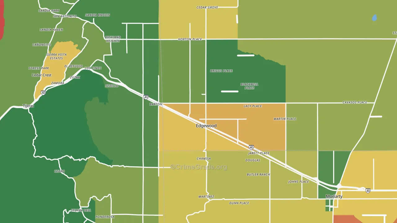 Edgewood, NM Map of Assault Rates