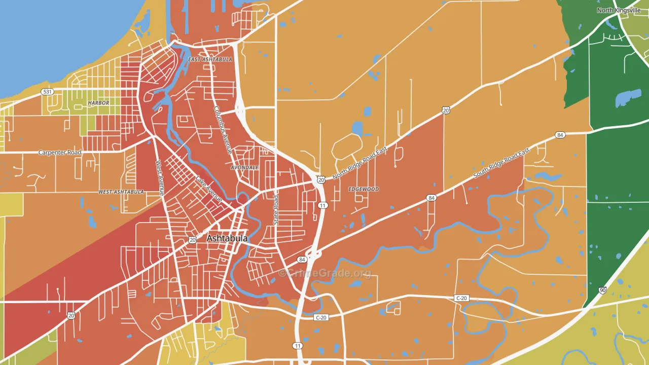 Edgewood, OH Map of Assault Rates