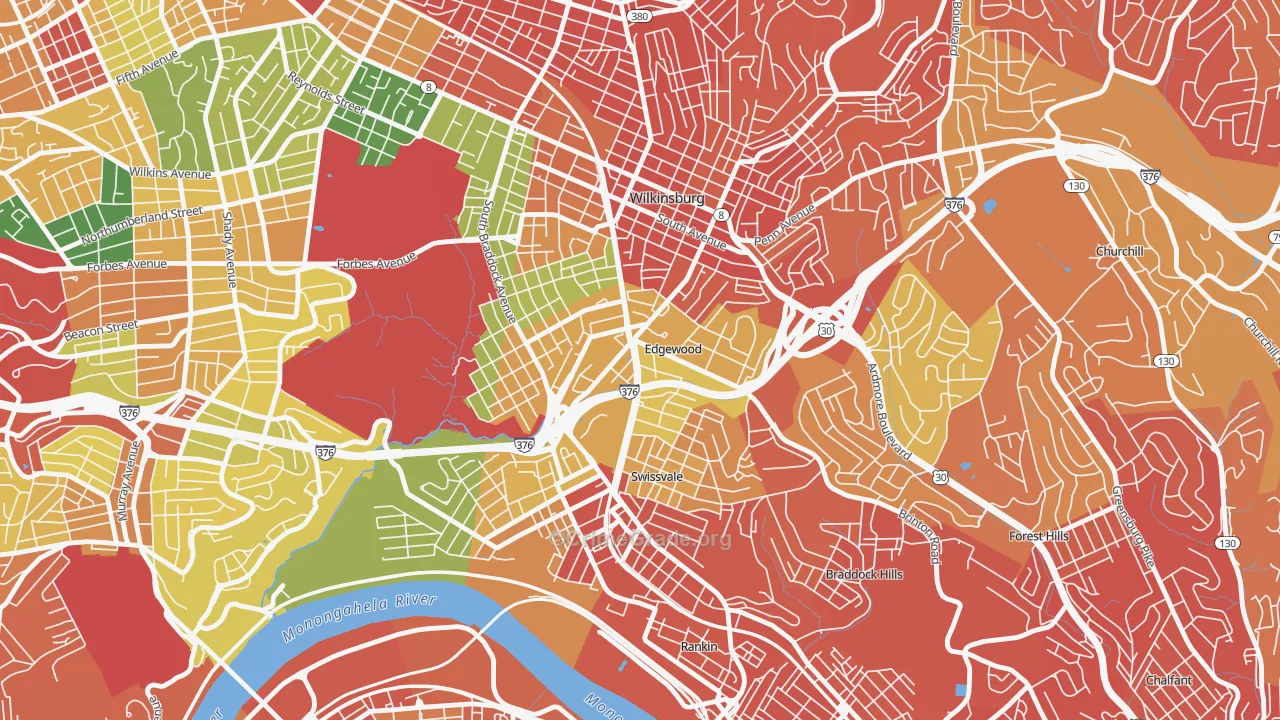 Edgewood, PA Map of Assault Rates