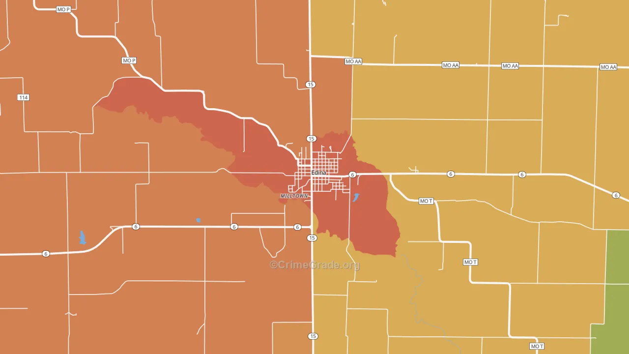 Edina, MO Map of Assault Rates
