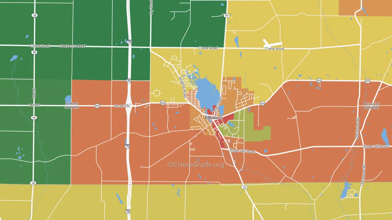 Edinboro, PA Map of Assault Rates
