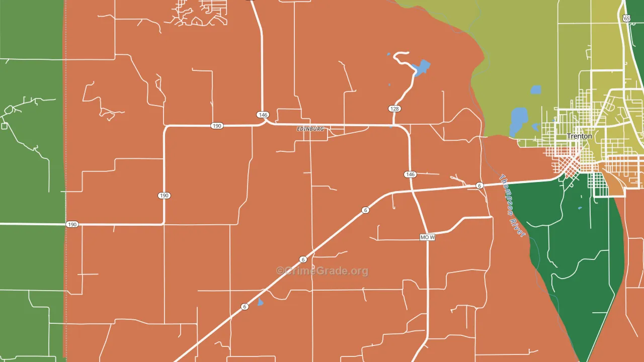 Edinburg, MO Map of Assault Rates