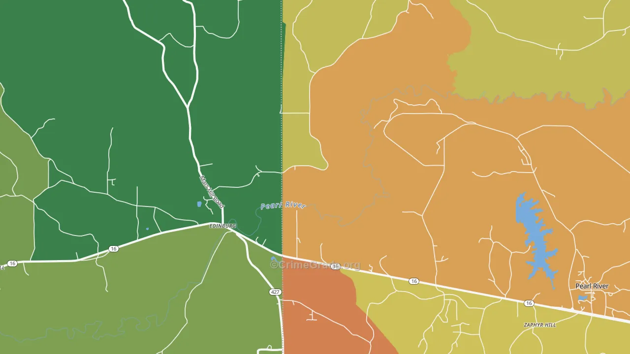 Edinburg, MS Map of Assault Rates
