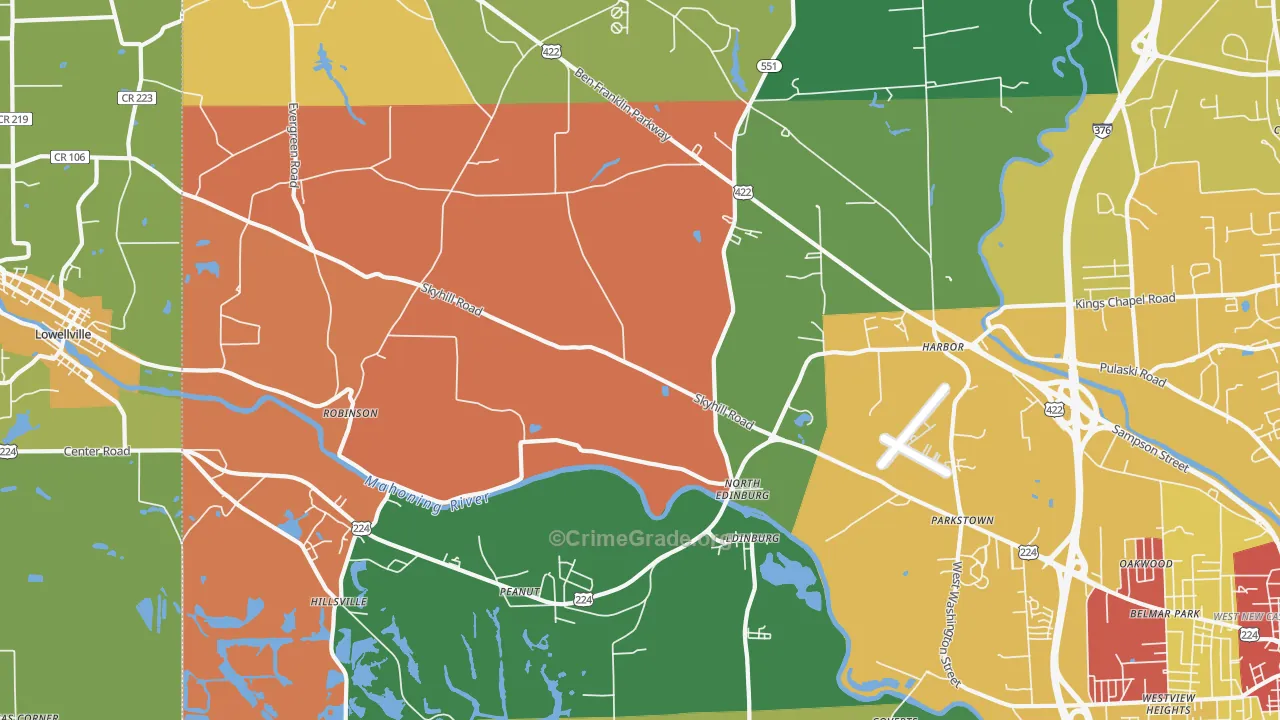 Edinburg, PA Map of Assault Rates