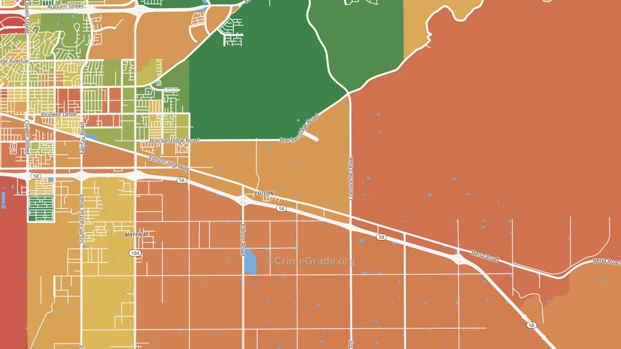 Edison, CA Map of Assault Rates