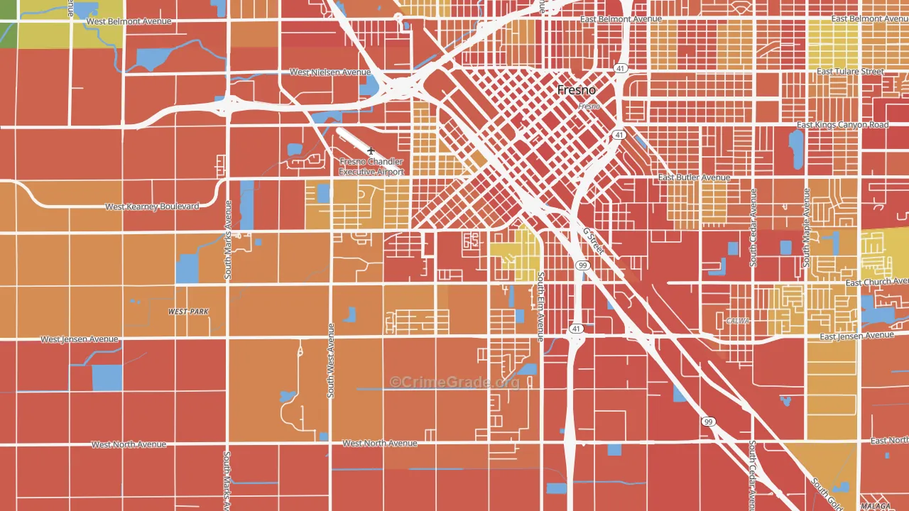 Edison, Fresno, CA Map of Assault Rates