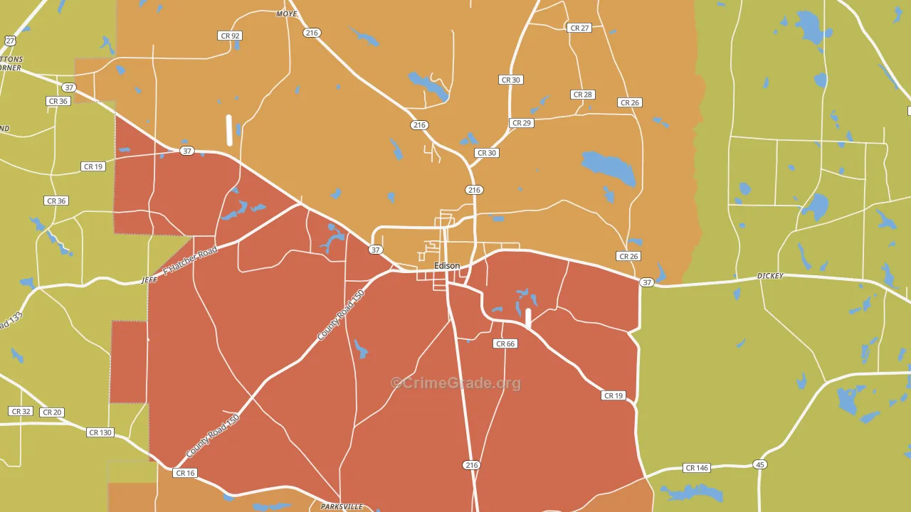 Edison, GA Map of Assault Rates