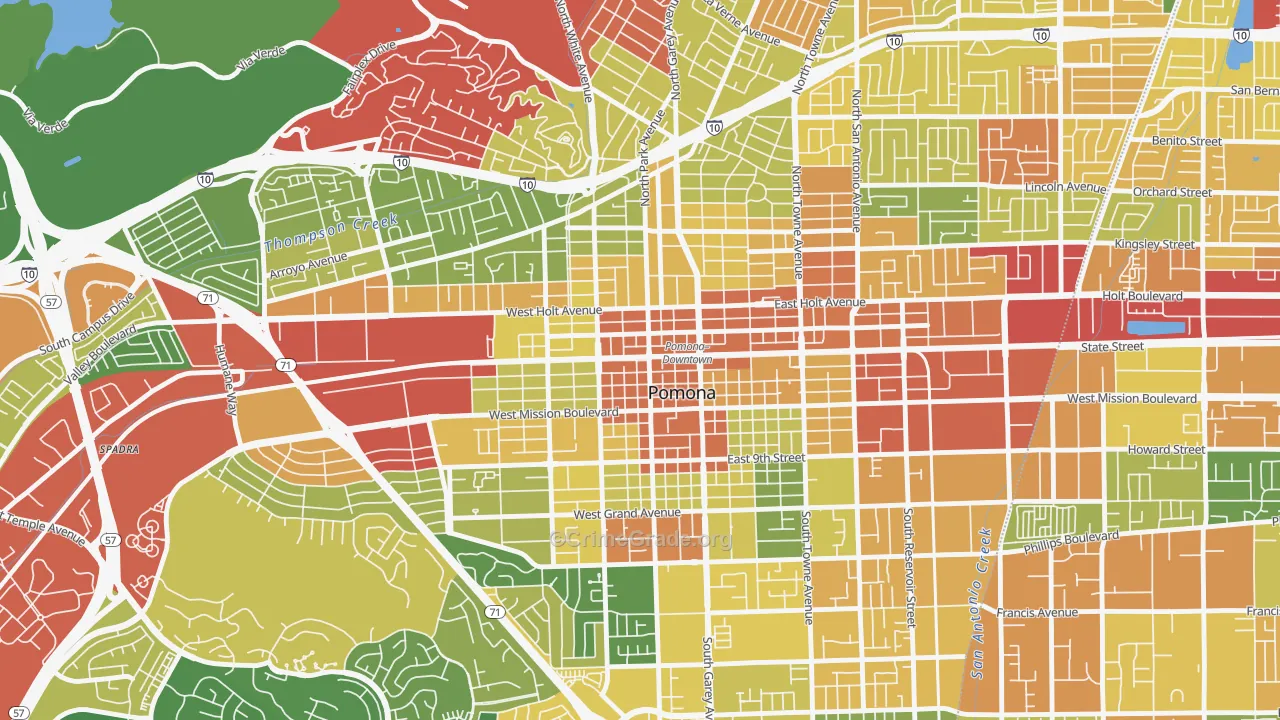 Edison Historic District, Pomona, CA Map of Assault Rates