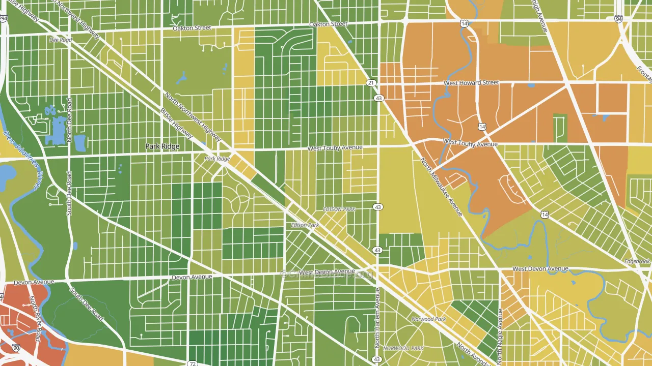 Edison Park, Chicago, IL Map of Assault Rates