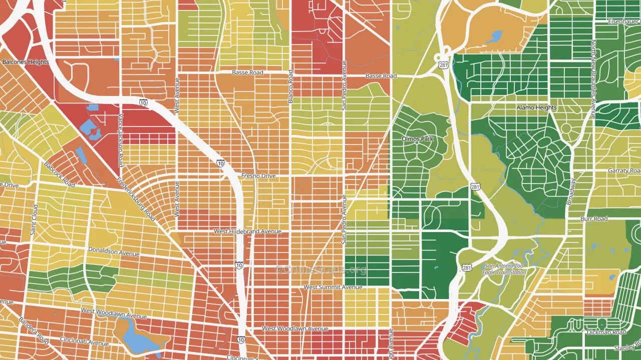 Edison, San Antonio, TX Map of Assault Rates