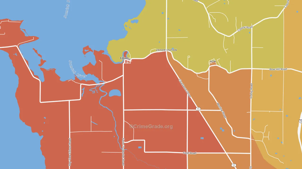 Edison, WA Map of Assault Rates