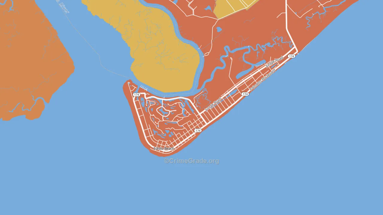 Edisto Beach, SC Map of Assault Rates
