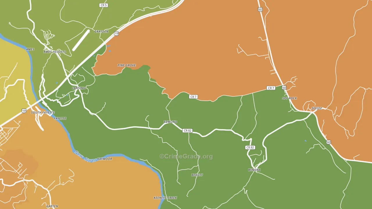 Edmond, WV Map of Assault Rates