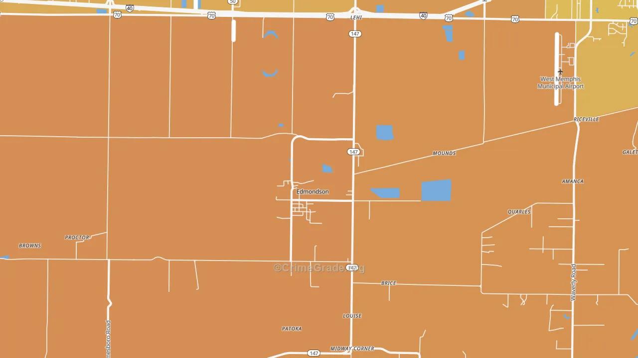 Edmondson, AR Map of Assault Rates