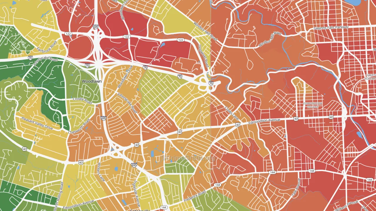 Edmondson Heights, Woodlawn, MD Map of Assault Rates