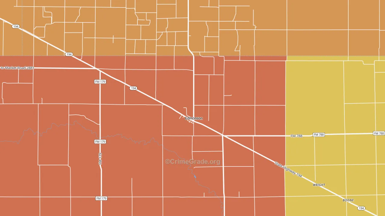 Edmonson, TX Map of Assault Rates