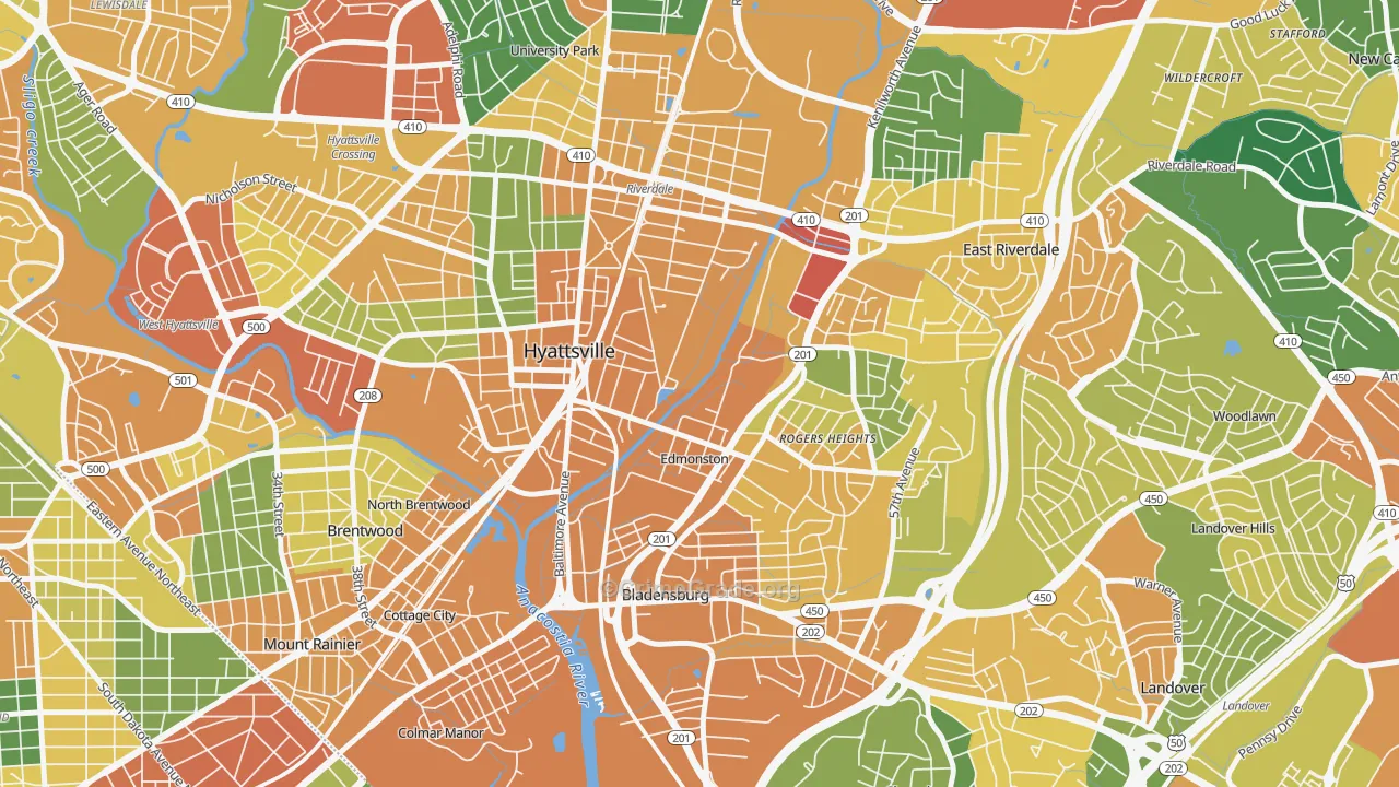 Edmonston, MD Map of Assault Rates