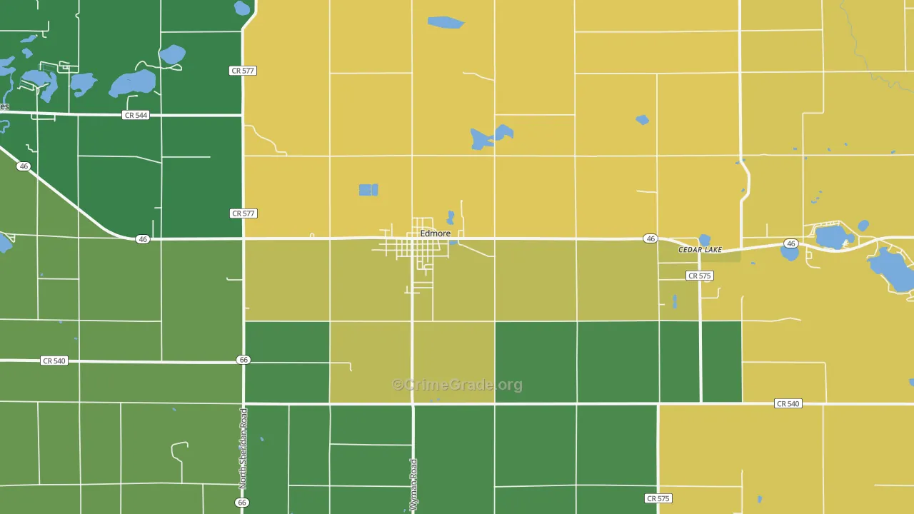 Edmore, MI Map of Assault Rates