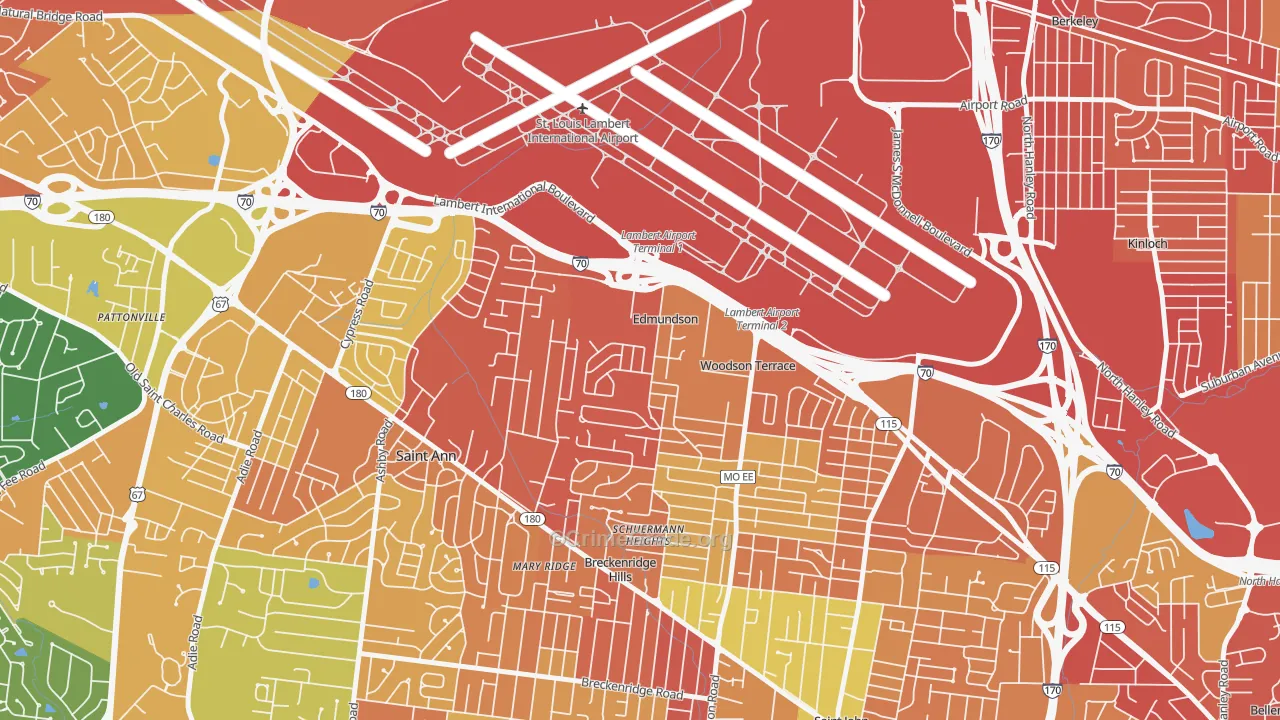 Edmundson, MO Map of Assault Rates